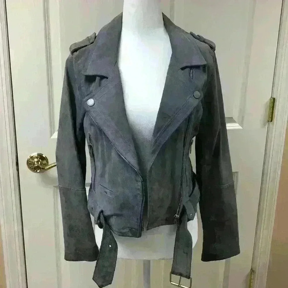 BLANKNYC Cloud Grey Suede Moto Jacket - Picture 5 of 15